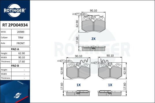 Bremseklosser ROTINGER RT 2PD04934
