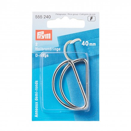 Prym D ring stål sølv 40 mm 2 stk
