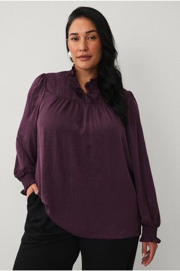 Ellos Plus collection Bluse med volanger Brun
