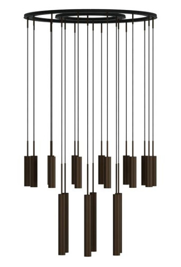 Audo Tubular Chandelier 20 Aluminium/ Anodisert Bronse