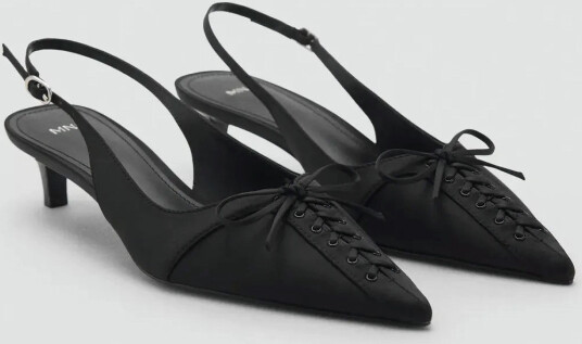 Mango High-Heeled Shoes With Pointed Toe And Bow - Black - 38