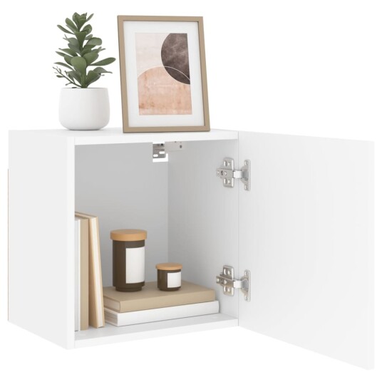  Vegghengte TV-benker 2 stk hvit 40,5x30x40 cm konstruert tre 836897
