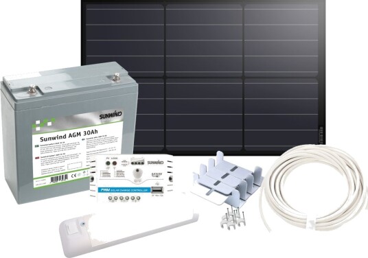 Sunwind Solcelleanlegg 12V 30 Watt AGM 30at