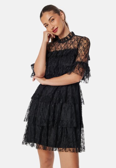 BUBBLEROOM Frill Lace Dress Black 38