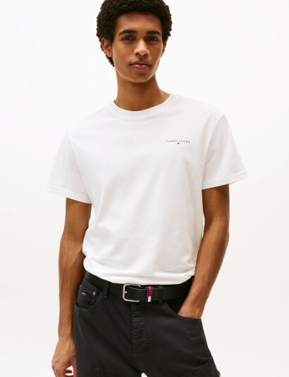 Tommy Jeans Tjm Slim Linear Chest Tee Ext   White   XXL