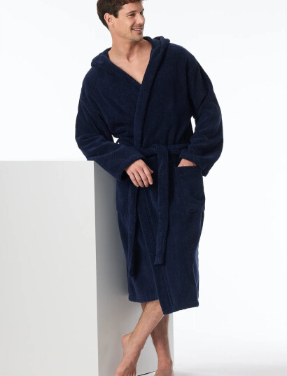Schiesser Bath Robe - Navy - S