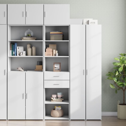 Smalt oppbevaringsskap hvit 50x42,5x225 cm konstruert tre