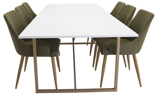 Venture Design Palace & Plaza spisegruppe Grønn/hvit 6 stoler & bord 240 x 100 cm