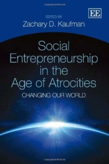 Social Entrepreneurship In The Age Of Atrocities