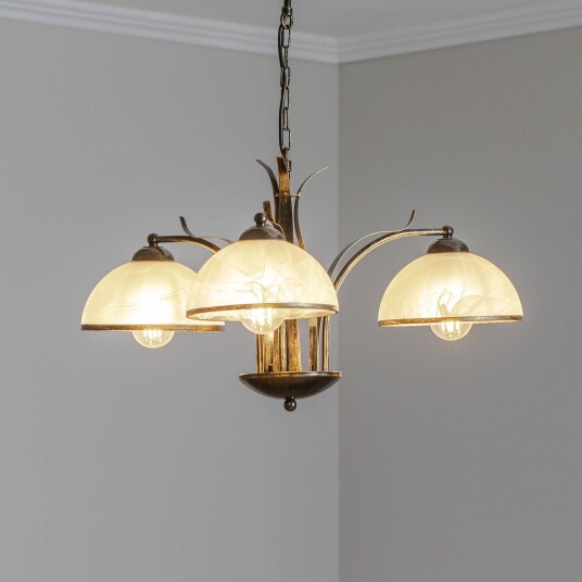 Luminex Korfu lysekrone 3 lyskilder gullfarget antikk Ø 68 cm