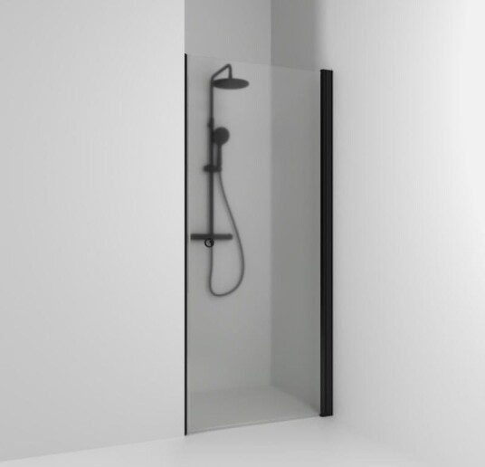 Svedbergs Skoga Dusjnisje Rett 86,3 cm, Sort Matt/Frostglass