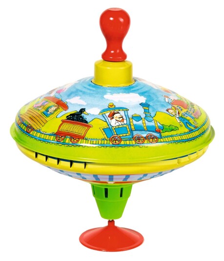 GOKI Humming top with wooden handle train 53058