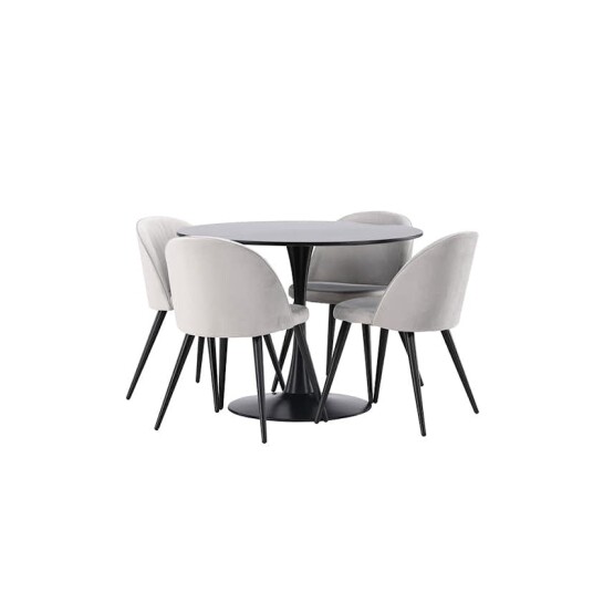 Venture Home Spisegruppe Venture Home Glade Ø 100 cm med 4 Velvet Stoler GR22903