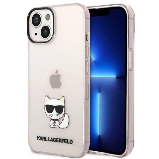 Karl Lagerfeld iPhone 14 Plus Deksel Choupette Transparent Rosa