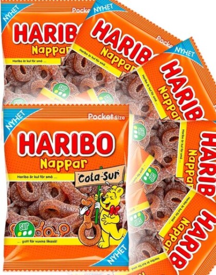22 stk Haribo Sure Colasmokker 70 g   Vingummi   Hel Eske
