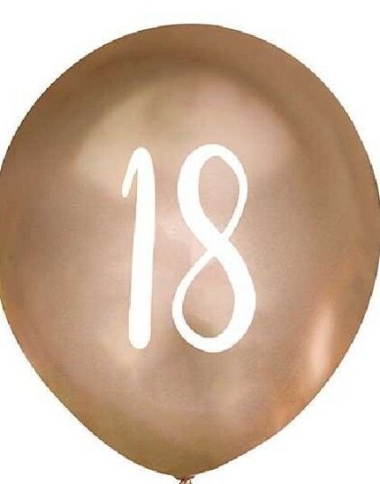 18 År   5 stk Krom Gullfarget Ballonger 30 cm