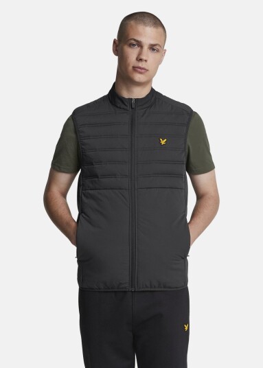 Lyle&Scott Hybrid Double Baffle Gilet Jet Black M Vester