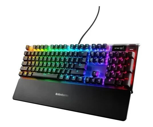 SteelSeries Apex Pro - Tastatur - med display - bakgrunnsbelyst - USB - QWERTY - tastsvitsj: OmniPoint Adjustable