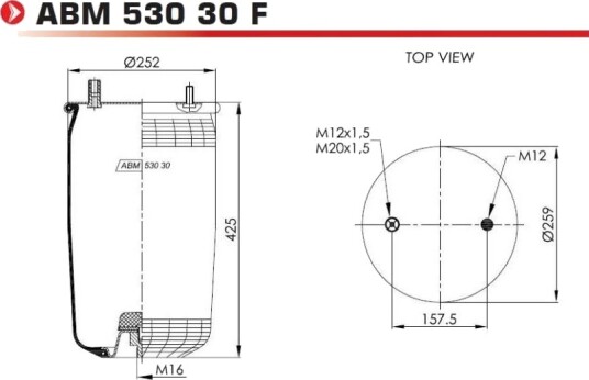 NEOTEC ABM53030F Luftbelg, fjæring NEOTEC ABM53030F Luftbelg, fjæring