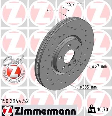 Bremseskive ZIMMERMANN 150.2944.52 Bremseskive ZIMMERMANN 150.2944.52
