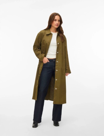 Vero Moda Awnaomi Ls Long Coat   Khaki green   36