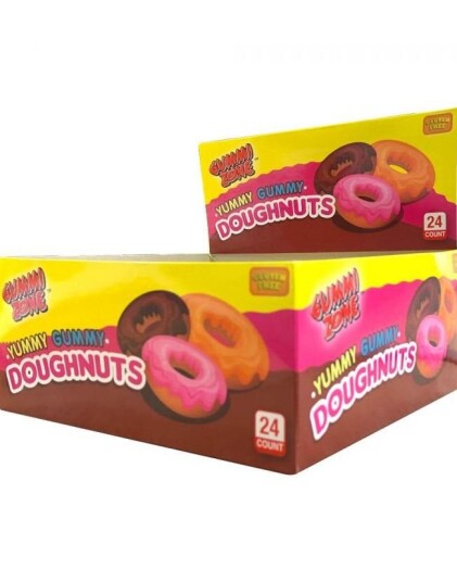 24 stk Yummy Gummy Doughnuts Vingummi og Skum Donuts Hel Eske 504 Gram