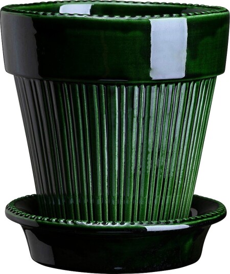 Bergs Potter Potte med fat Simona GLAZED diameter 18 cm Grønn