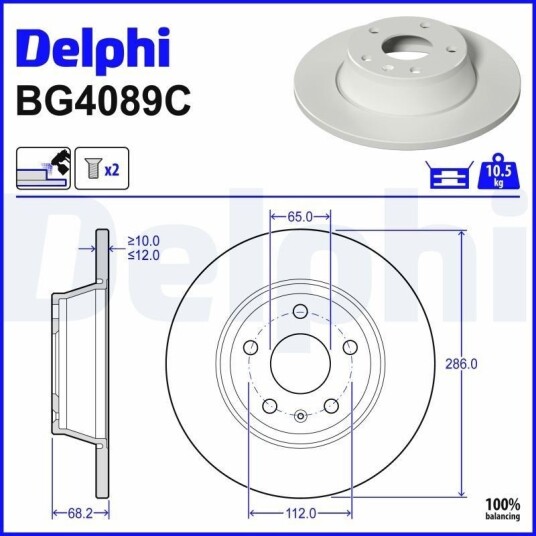 Bremseskive DELPHI BG4089C Bremseskive DELPHI BG4089C