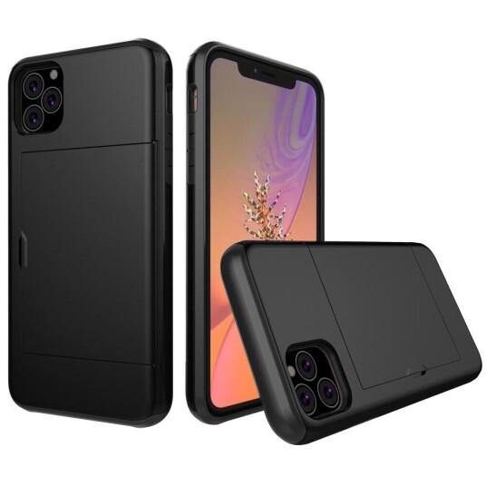 INCOVER iPhone 11 Pro Max Hard Plast Deksel m. Kredittkortlomme - Svart