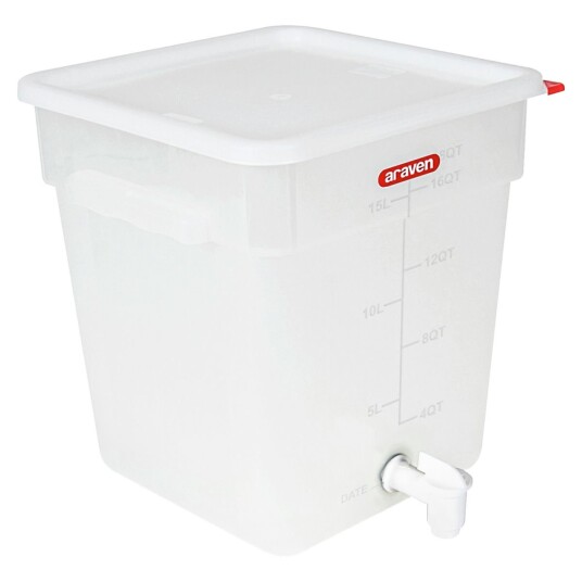 Araven Beholder med tappekran; 28.5x28.5x23 cm LxBxH; Hvit