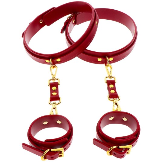 Taboom Bondage Taboom Luxury: Wrist To Thigh Cuff Set Taboom Bondage Taboom Luxury: Wrist To Thigh Cuff Set