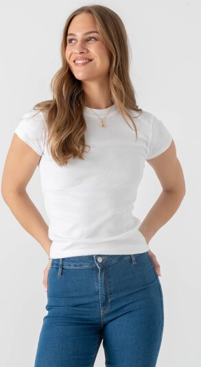 Topshop Everyday Short Sleeve Top Hvit XL Topshop Everyday Short Sleeve Top Hvit XL