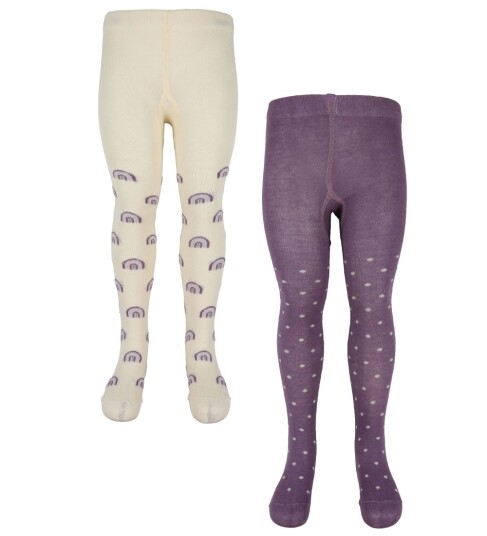 Minymo Baby Strømpebukser 2 pack Veldig Grape 104/110 Strømpebukser Hvit Lilla 104 110