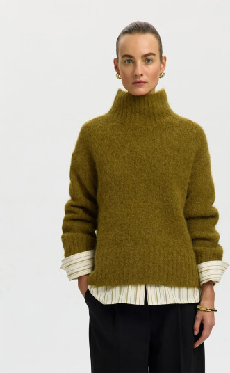 Selected Femme Gabriella Long Sleeve Knit High Neck Grønn L