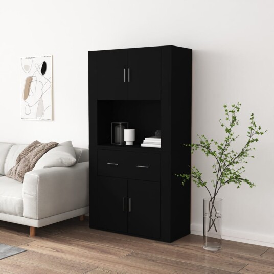 Highboard svart konstruert tre 8720845822972