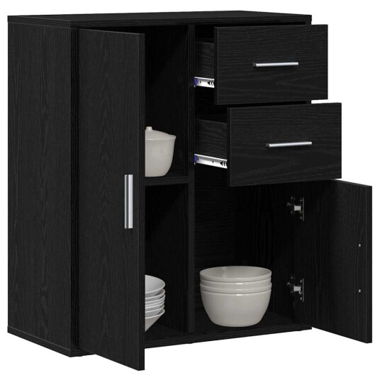 Serviesskap med skuff Svart eik 60 x 31 x 70 cm Konstruert tre Serviesskap med skuff Svart eik 60 x 31 x 70 cm Konstruert tre