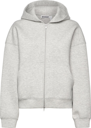 Weekday Oversized Scuba Zip-Hoodie - Grey - L