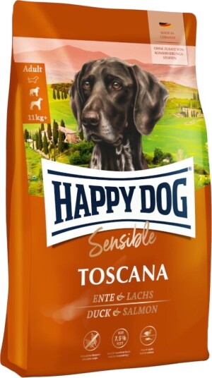 Happy Dog Supreme Hundefôr Sensible Toscana 4 kg med And og Laks