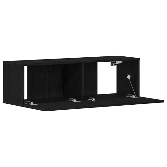 Vegghengt TV Benk i Svart Eik 100x30x30 cm Laget av Konstruert Tre