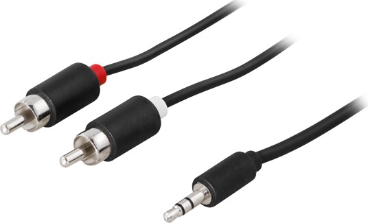 DELTACO 2m Lydkabel 3.5mm til 2xRCA Sort