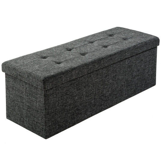 tectake Sammenleggbar puff m/oppbevaring rektangel Polyester 110x38x38cm - mørkegrå