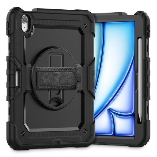 iPad Air 11 (2024) Tech-Protect Solid360 Hybrid-etui med stropp Svart