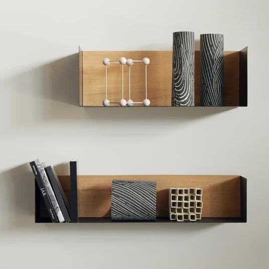 Ethnicraft U shelf 55x20 cm eik/sort metall