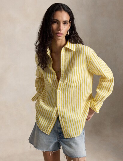 Polo Ralph Lauren Yd Linen/Cotton Wvn Shirt Yellow XL