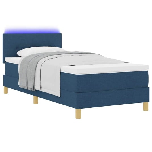 Boksmadrass med madrass & LED Blå 100x200 cm Stoff 3342421 Boksmadrass med madrass & LED Blå 100x200 cm Stoff 3342421