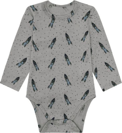 Hust & Claire Bocel Rocket ull/tencel body til barn   forest fog (56)   56