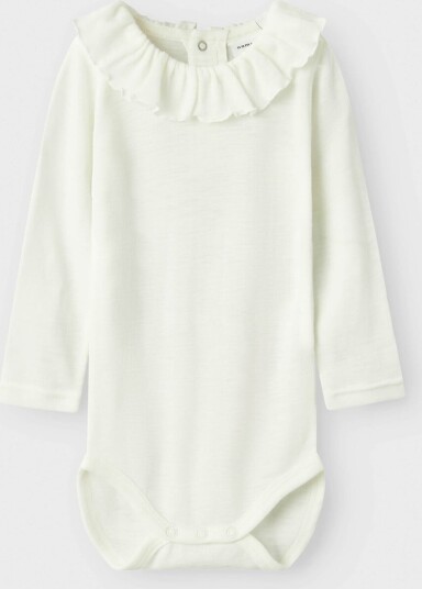 Name It Wang Wool Rib Long Sleeve Body W/Collar Hvit 86