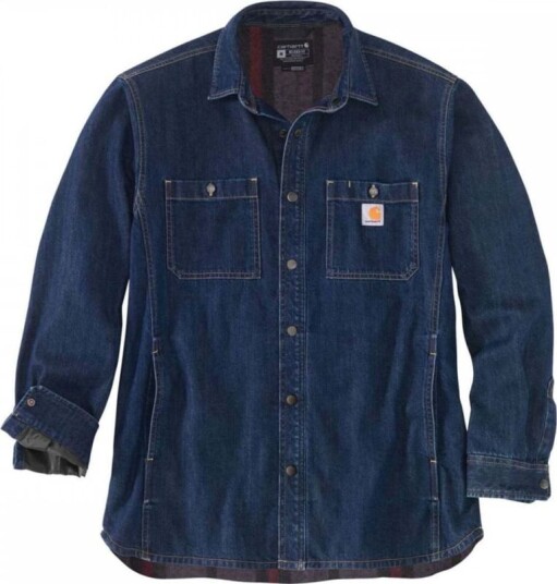 Carhartt Men's Denim Fleece Lined Snap Front Shirt Jacket XXL , Glacier Carhartt Men's Denim Fleece Lined Snap Front Shirt Jacket XXL , Glacier