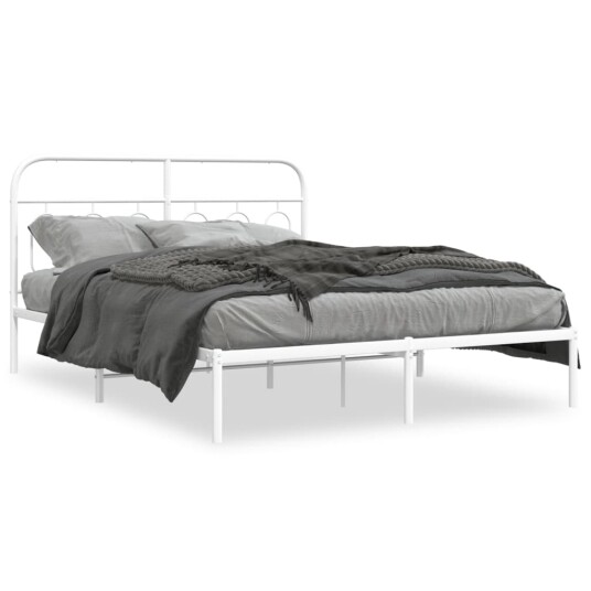  Sengeramme i metall med hodegavl hvit 140x190 cm 8721102646362