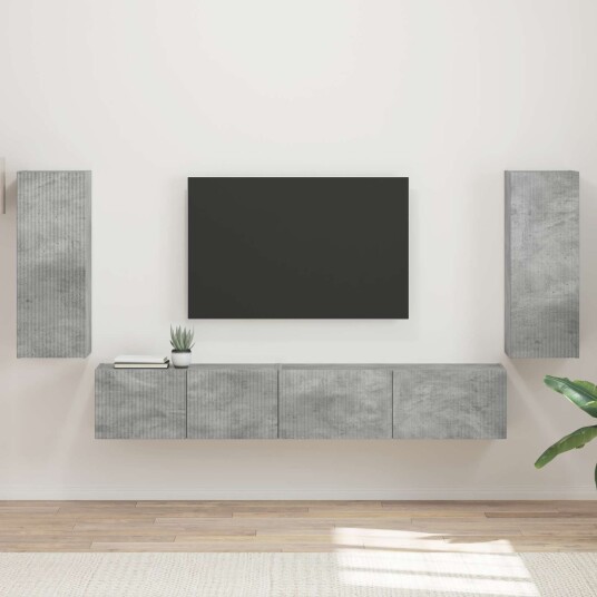 TV benksett 4 pcs Betonggrå Konstruert tre TV benksett 4 pcs Betonggrå Konstruert tre